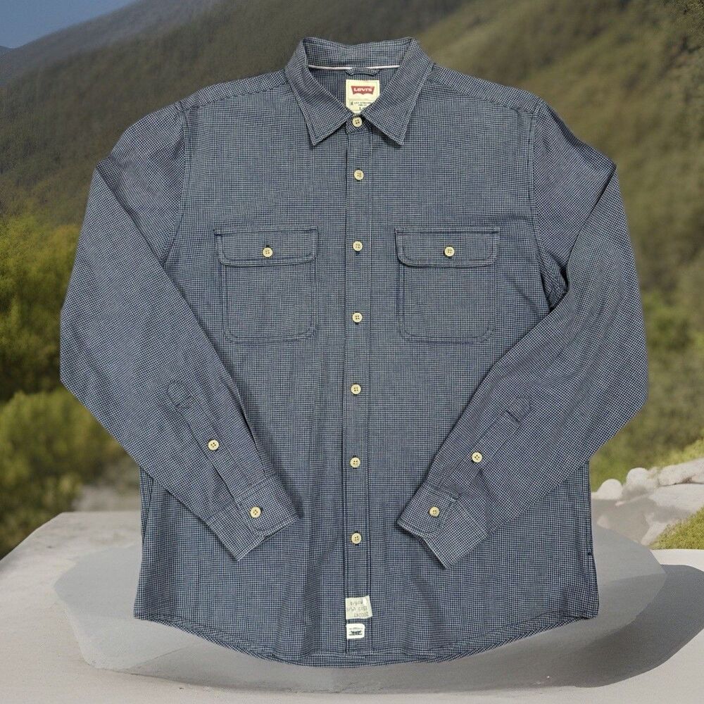 Y2K Levis Men’s L Western Shirt Checked Plaid Cowboy Rodeo Rancher America